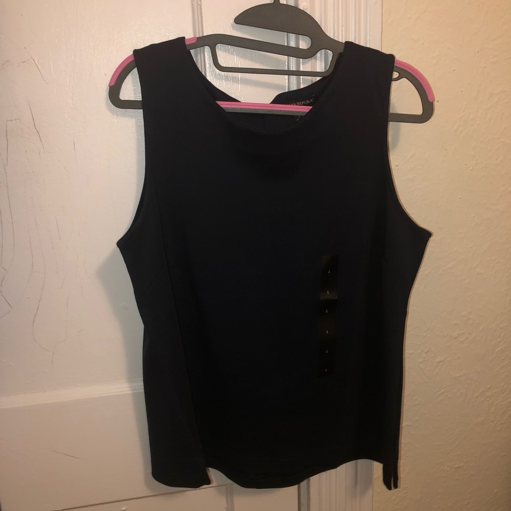 Banana Republic Navy Cotton Shell Blouse